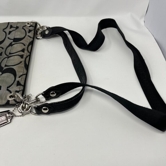 Coach Poppy Signature Crossbody / Shoulder Bag / Purse Black Silver J1163-18135 - Picture 6 of 11
